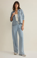 All Day Cropped Knit Denim Jacket
