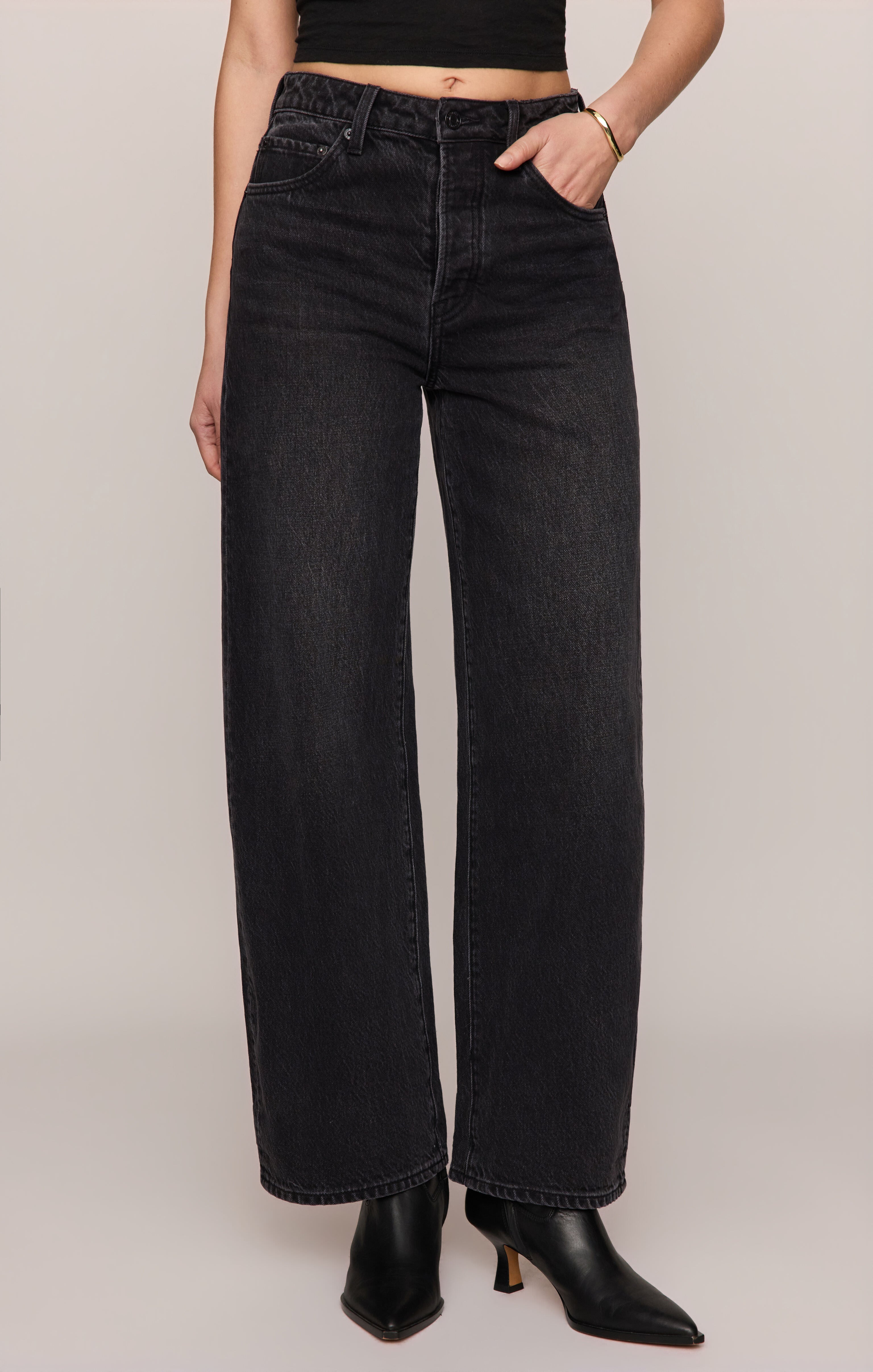 The Show Off High-Rise Bowed Denim
