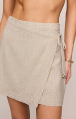 Ellery Linen Wrap Mini Skirt