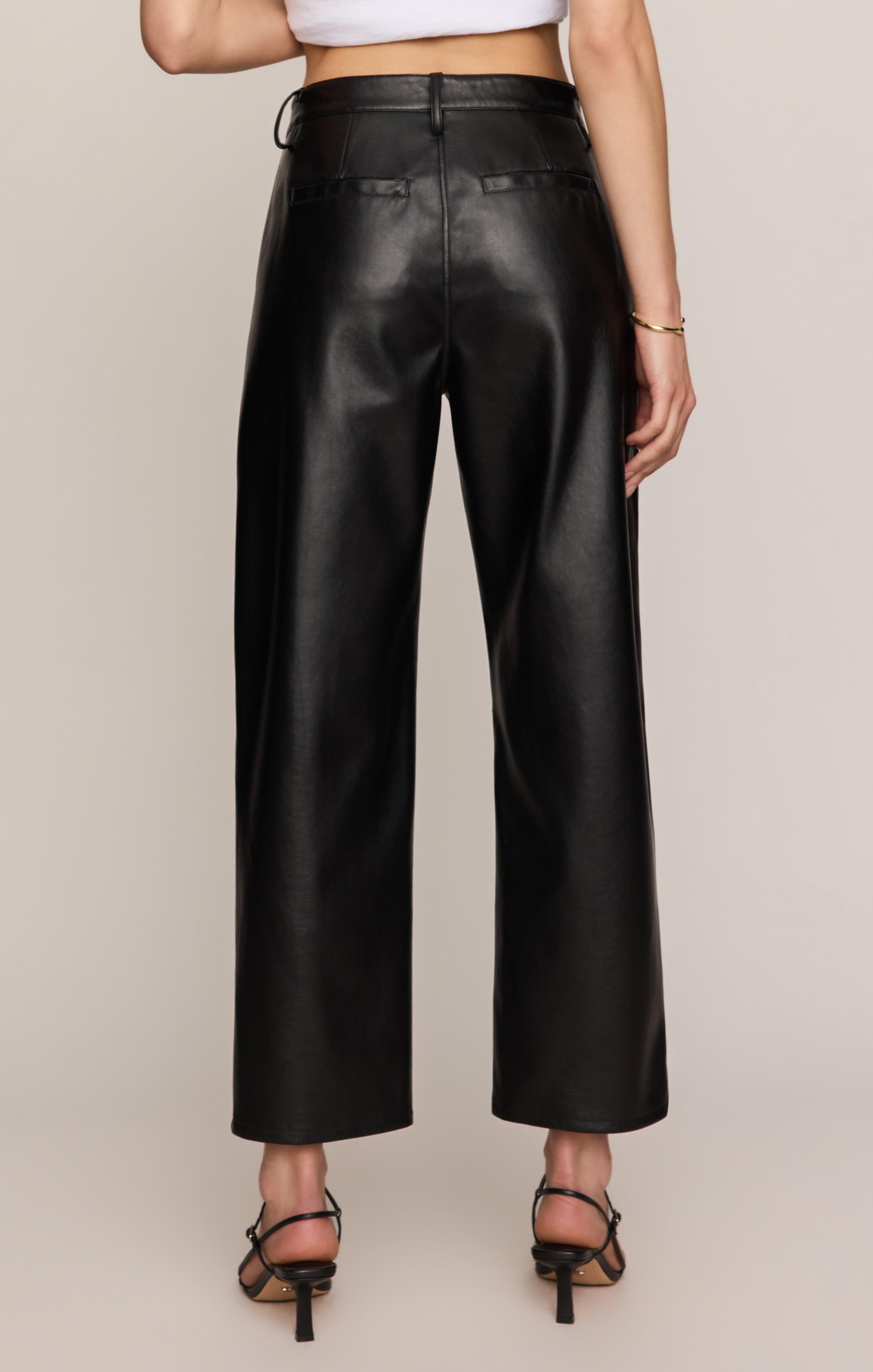 Vesper Faux Leather Bowed Leg Pant