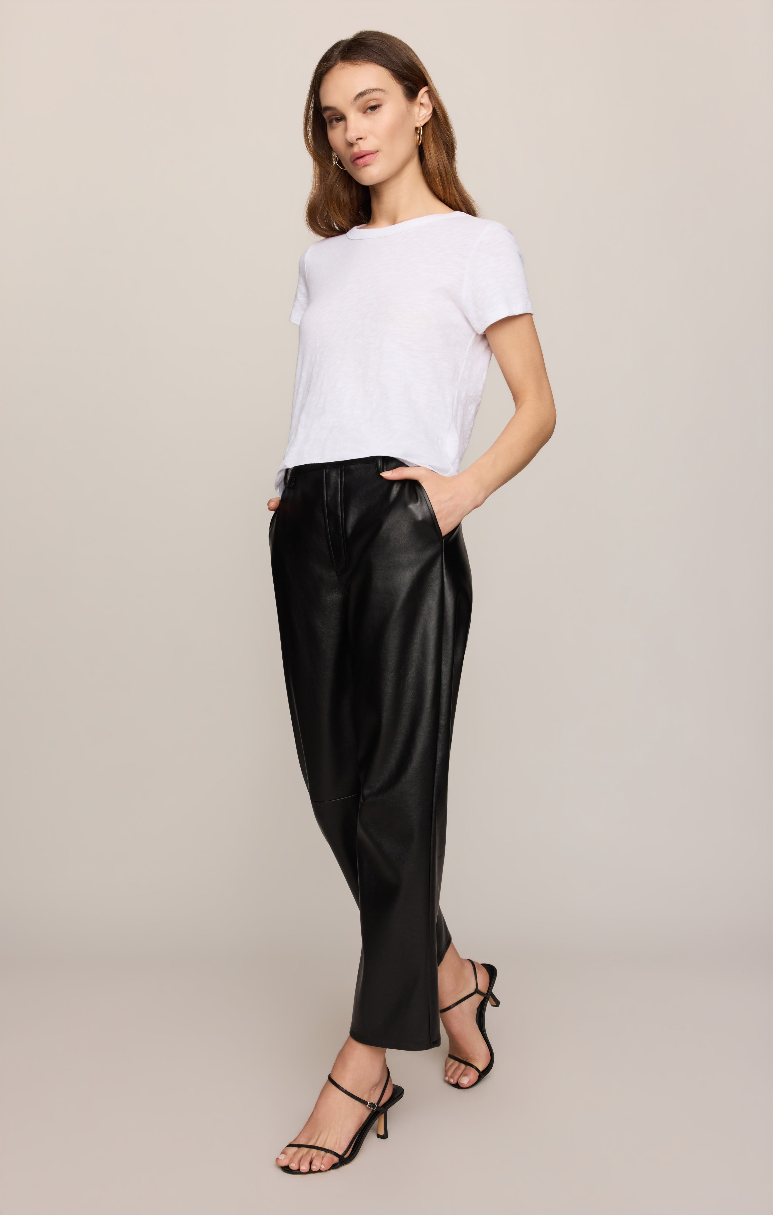 Vesper Faux Leather Bowed Leg Pant