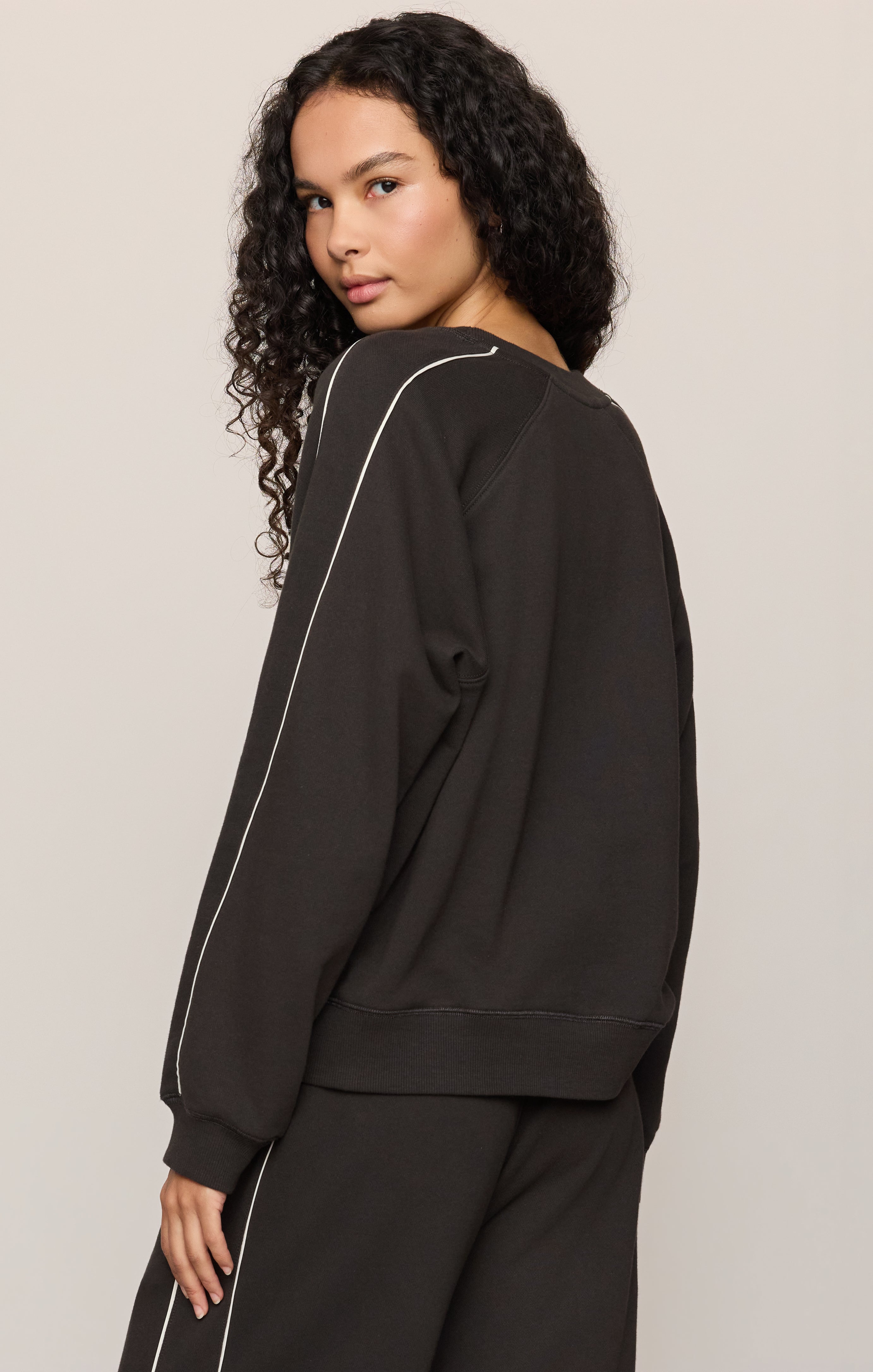 Sport Stripe Boyfriend Knit Terry Sweatshirt