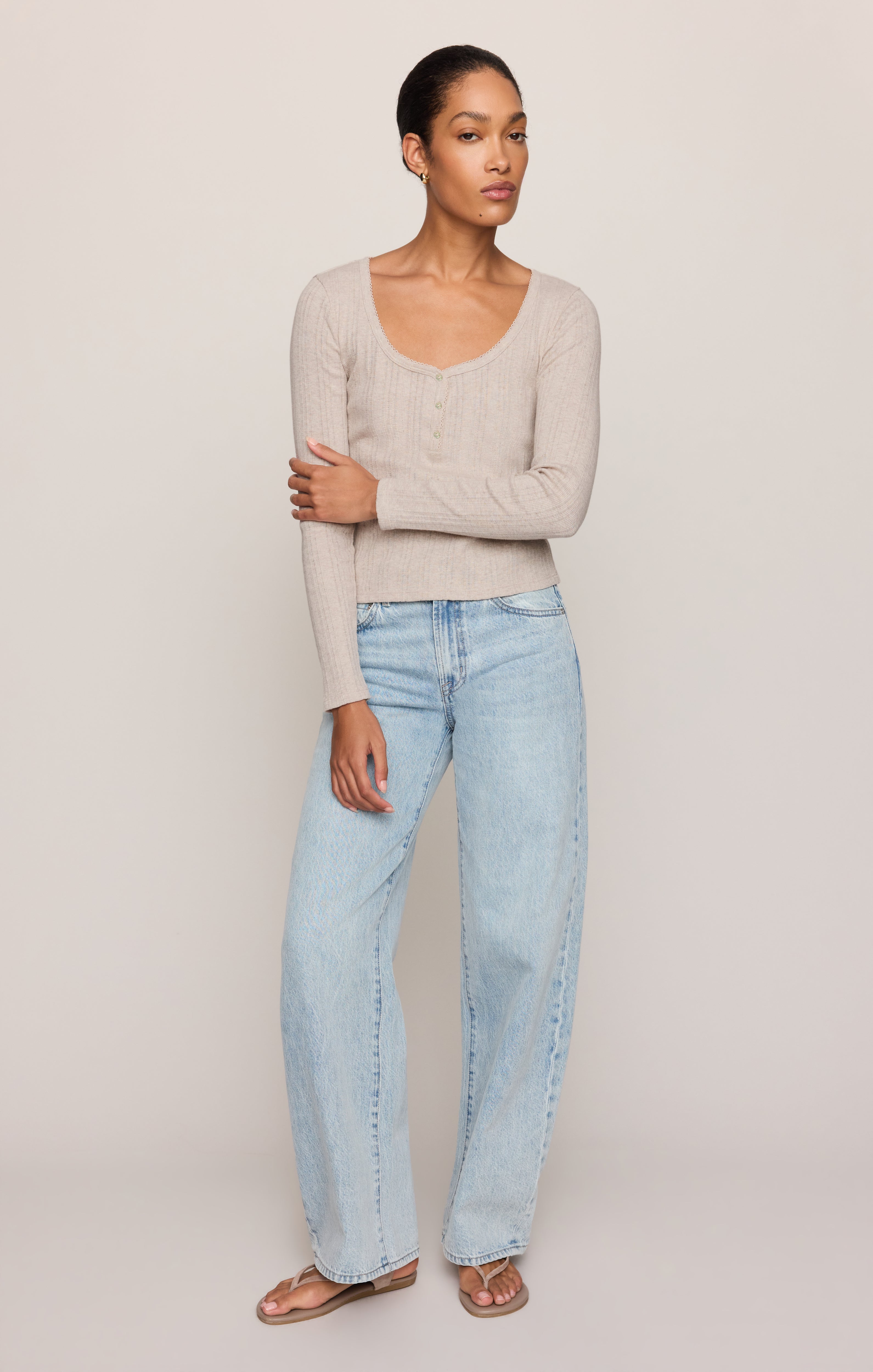 Audri Pointelle Henley Top