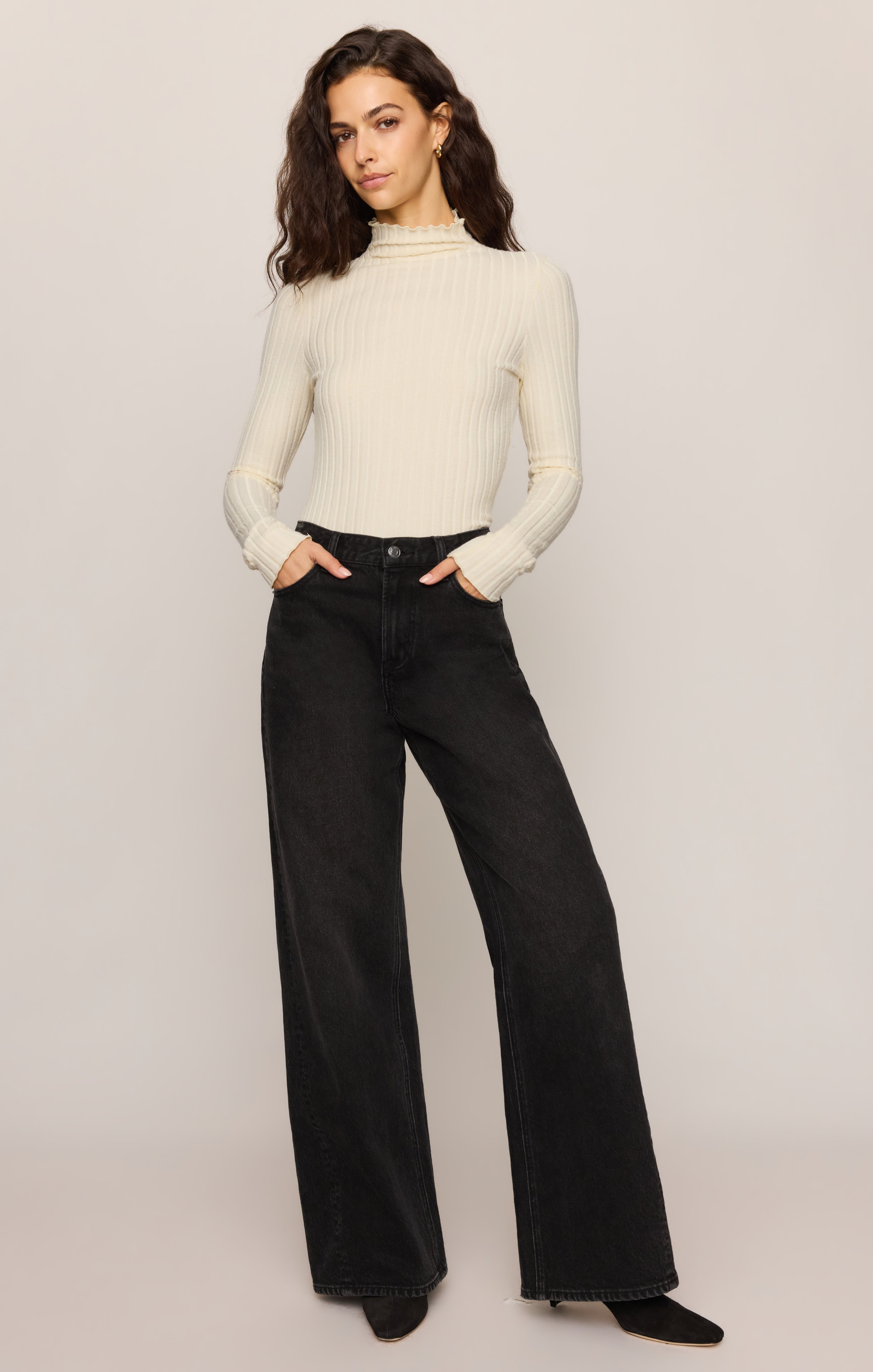 Hattie Silky Rib Mock Neck Top